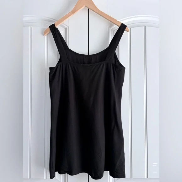 Eileen Fisher NWT Scoop Neck Long Tank Women's Size Medium Black - Picture 4 of 10